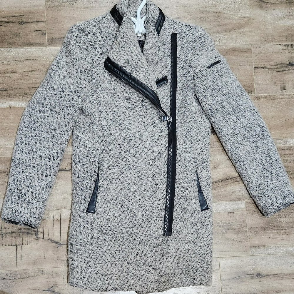 Calvin Klein Wool blend  and Leather Gray Coat